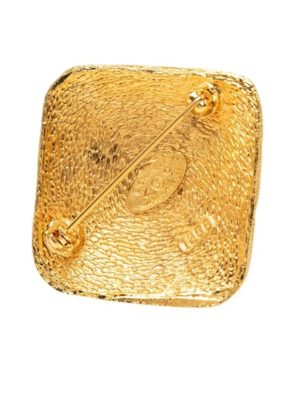Chanel CC Logo Diamond Motif Vintage Brooch 29 Gold Plated